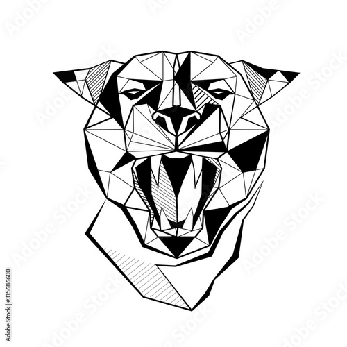 Panther stylized triangle polygonal model