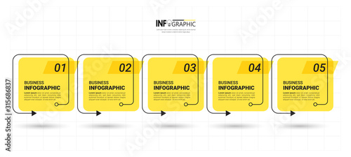 Timeline Infographics design template, linear concept with 5 steps.