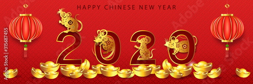 Chinese traditional template of chinese happy new year on red Background as year of rat, healthiness, lucky and infinity concept.