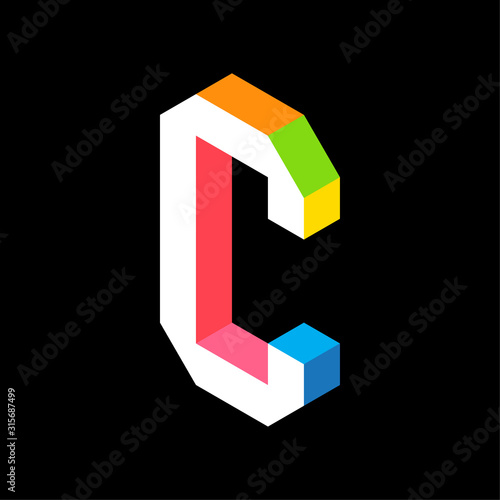3d Colorful Letter C logo icon design template element. Vector illustration