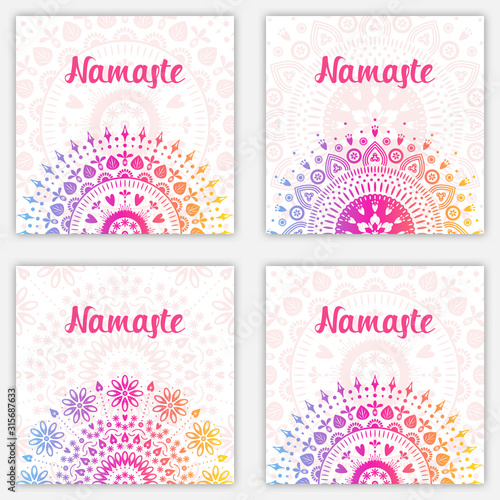 Set of four floral mandala banner. Colorful gradiet banner with place for text