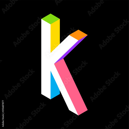 3d Colorful Letter K logo i...