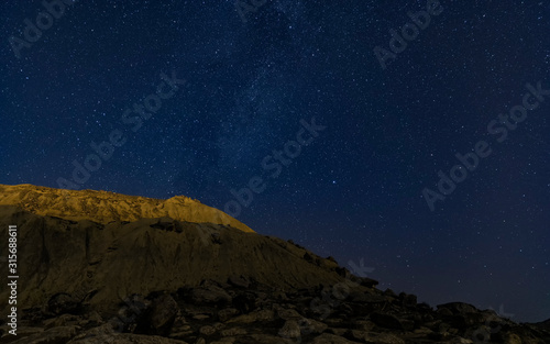Starry sky over the Gobustan desert