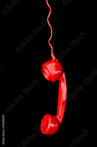 red retro telephone handset
