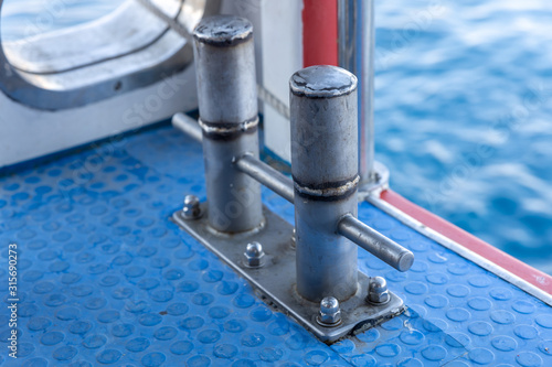 Metal bitt on boat