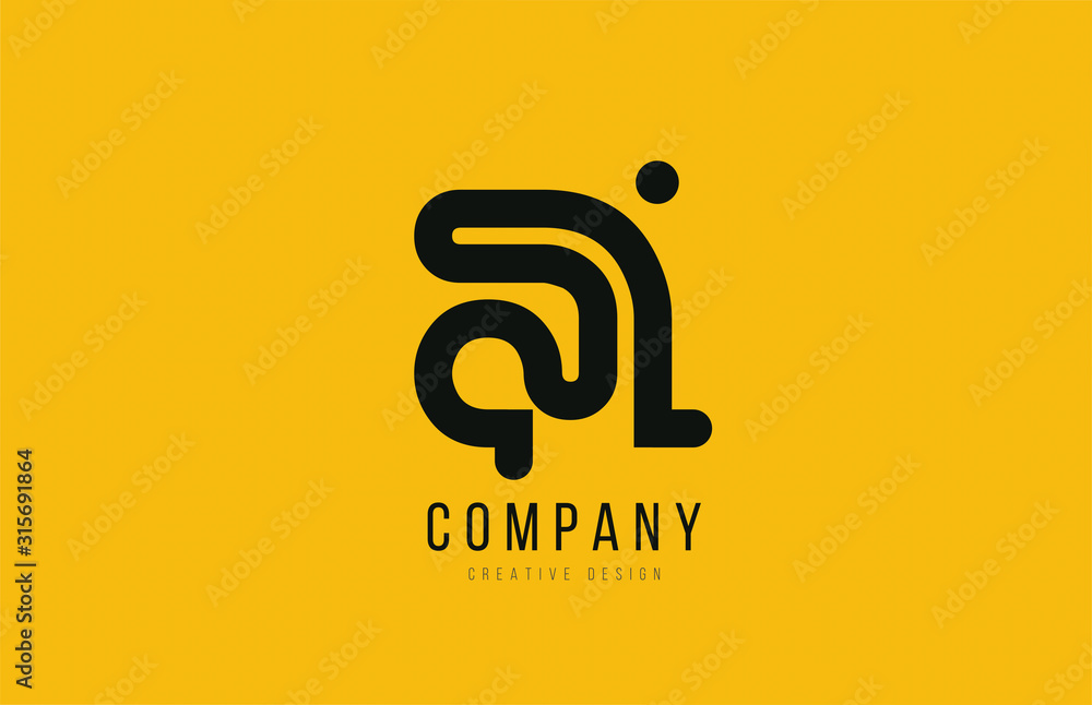 Obraz premium A yellow black alphabet letter for company logo icon design