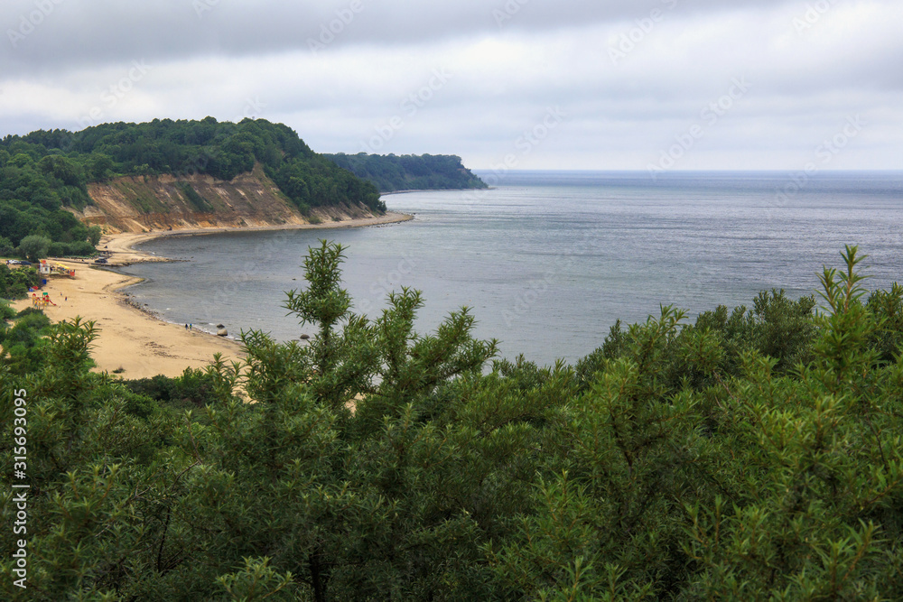 Obraz premium View of the cliffs and a beautiful cove on the Baltic Sea.