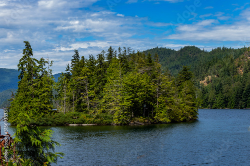 Clear summer day at Ruby Lake, Sunshine Coast, BC, Canada