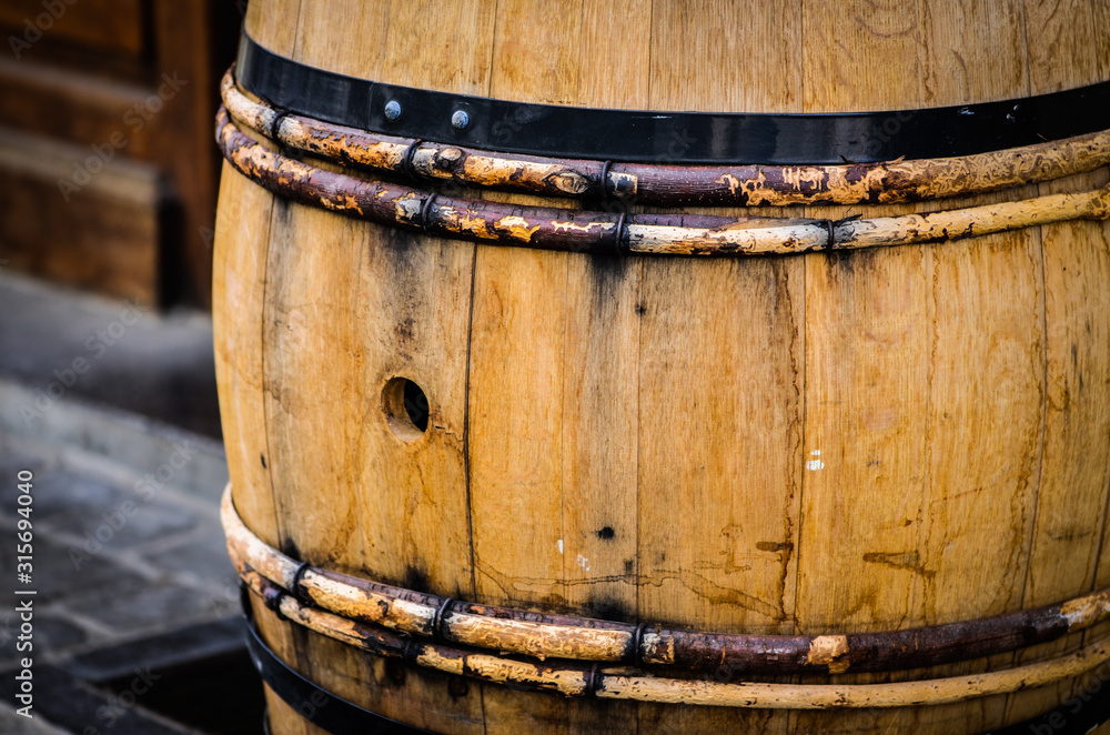 old belgian barrel close up view old belgian barrel close up view