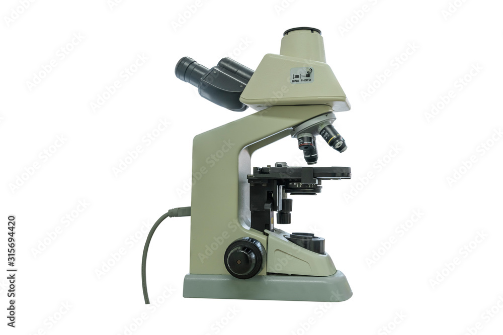 microscope isolated on white background with clipping path