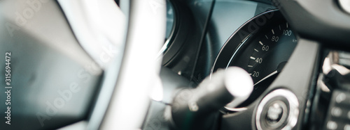 Black Modern car interior details banner.
