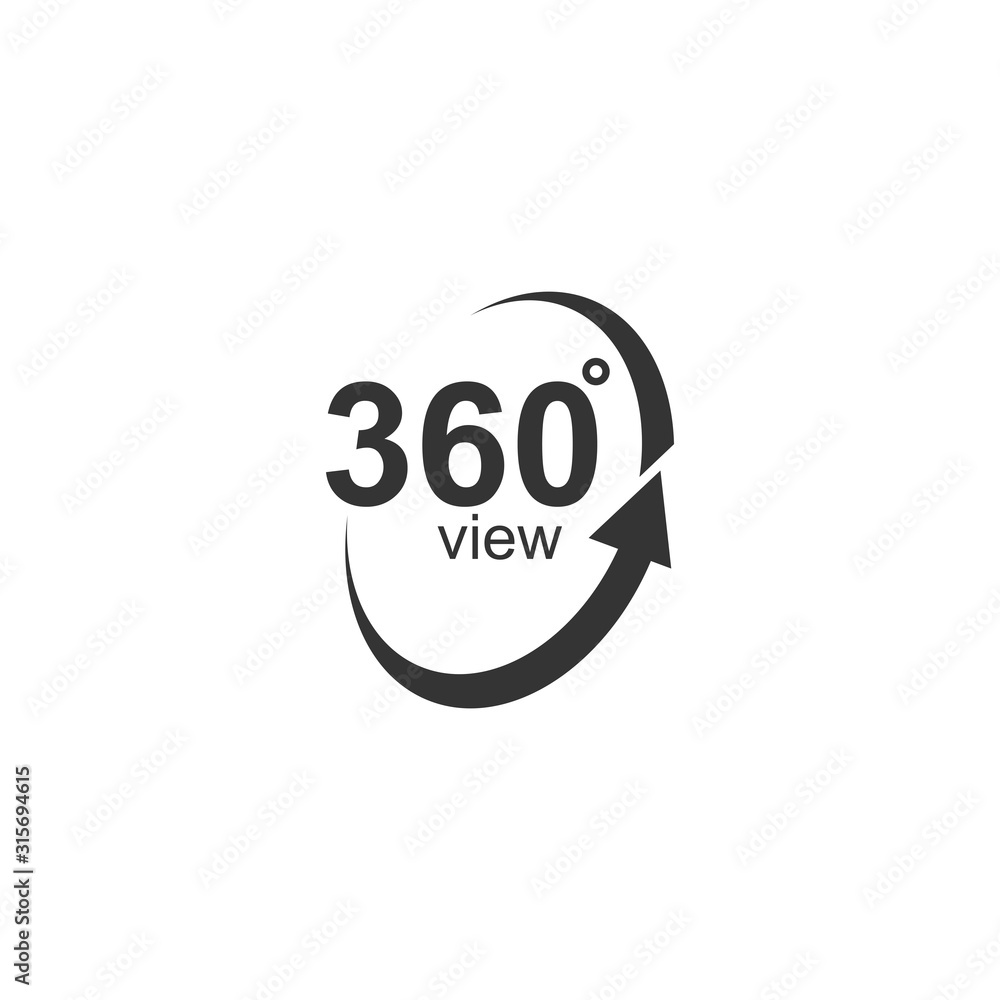 360 Degrees View Vector Icon.