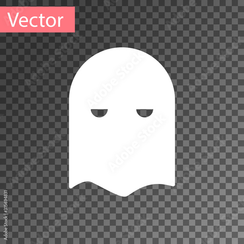 White Executioner mask icon isolated on transparent background. Hangman, torturer, executor, tormentor, butcher, headsman icon. Vector Illustration