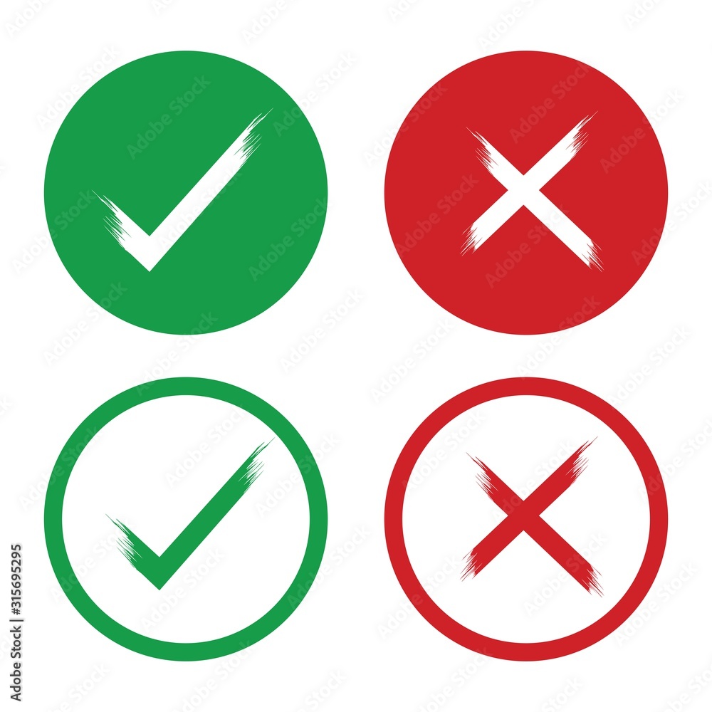 check mark icon set in green and red color vector Illustration check mark icon set in green and red color vector Illustration