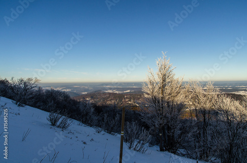 Polonina Dźwiniacka Bieszczady zima panorama 
