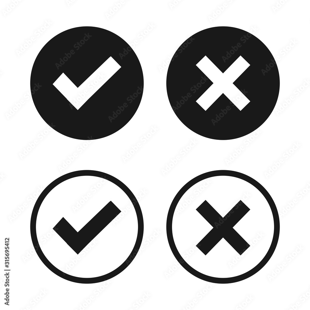 Check mark icon set, Vector black confirm symbol, isolated on white background Check mark icon set, Vector black confirm symbol, isolated on white background