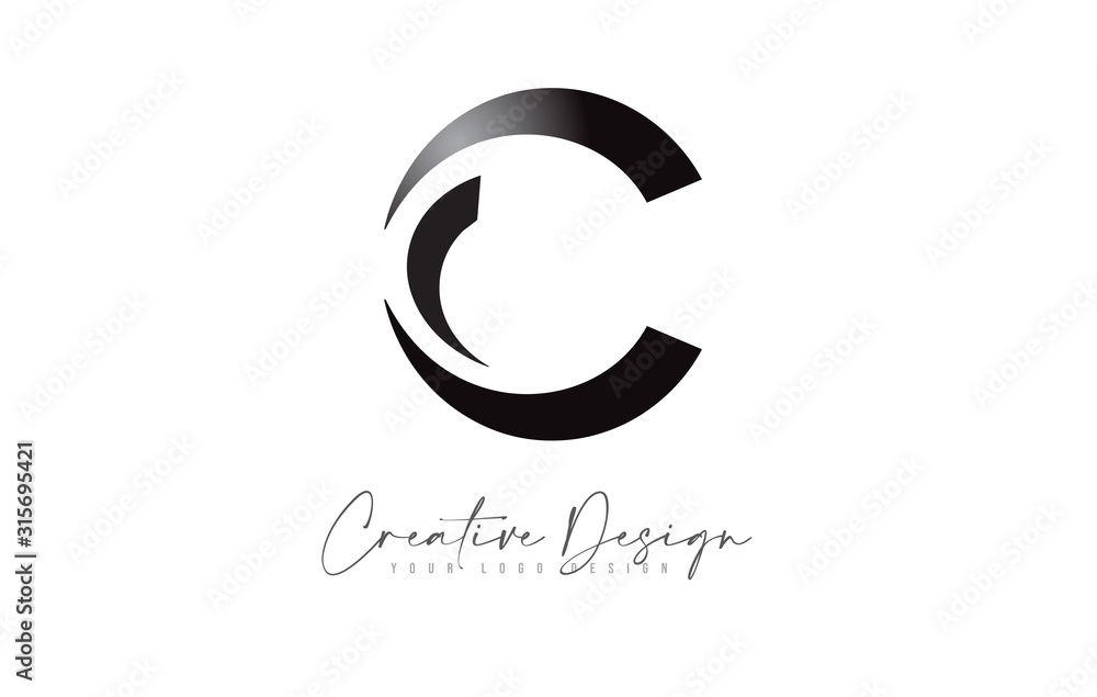 C letter Logo Design with Black colors and Creative Cut Design Vector C letter Logo Design with Black colors and Creative Cut Design Vector