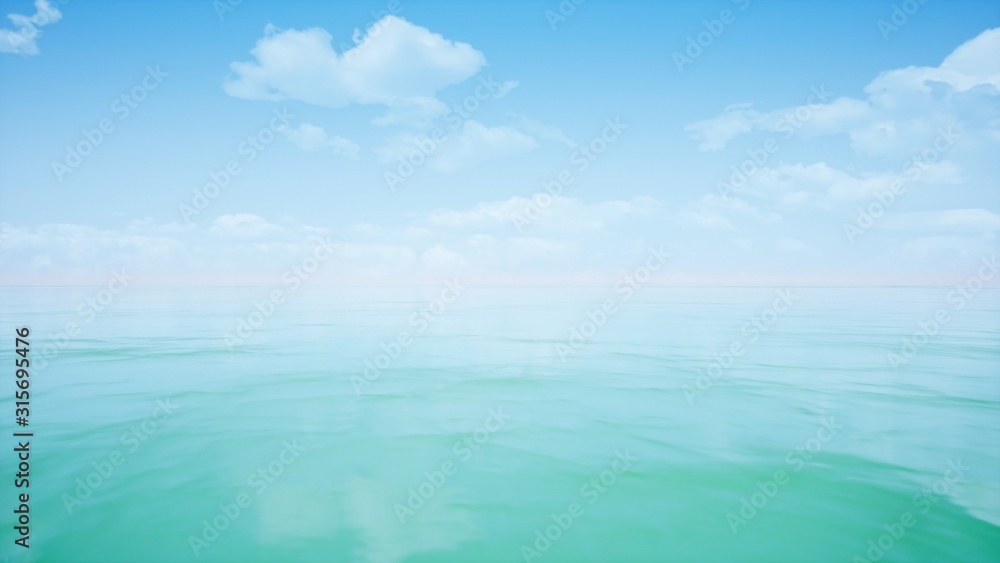 pure green ocean background by 3D rendering scene