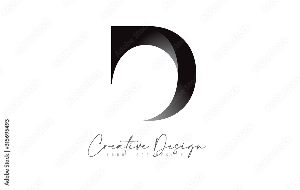 Purple D Logo Letter Design Icon. Creative Black Design of D Letter in - obrazy, fototapety, plakaty 