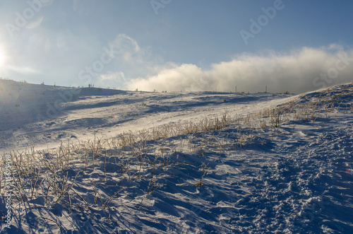 Fototapeta Naklejka Na Ścianę i Meble -  Zima, śnieg, słońce, wiatr, bieszczady Bukowe Berdo