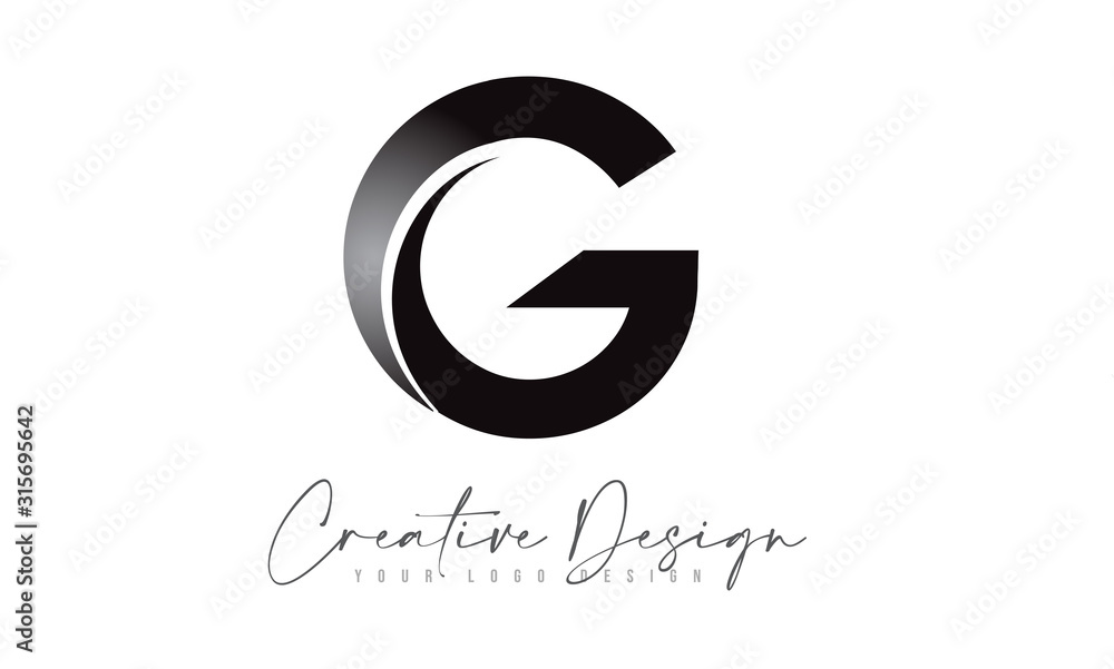 Fototapeta premium Letter G Logo Black Colors. G Letter Design with Modern Cut and Creative look.