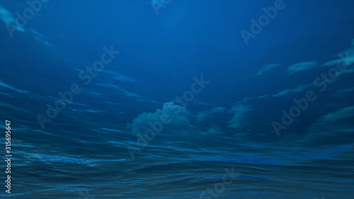 deep blue underwater background by 3D rendering scene