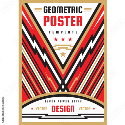 Art vertical poster template in heavy power style. National patriotism freedom vertical banner. Graphic design layout. Music rock concert concept vector poster. Geometric abstract background. 