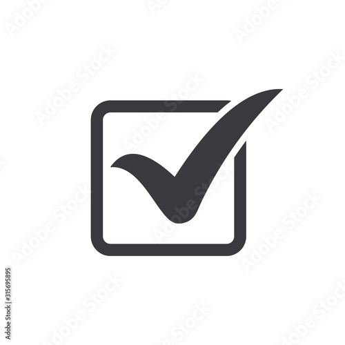 check mark icon. Tick symbol in black color, vector illustration.