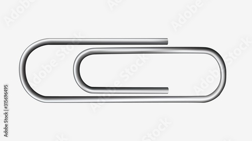 Metal paper clip on a white background. Paperclip icon stationery object. © Богдан Скрипник
