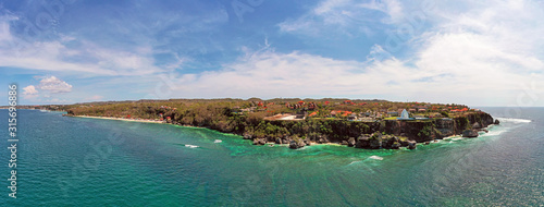 Aerial panorama from the westcoast on Bali Indonesia in the Uluwatu area