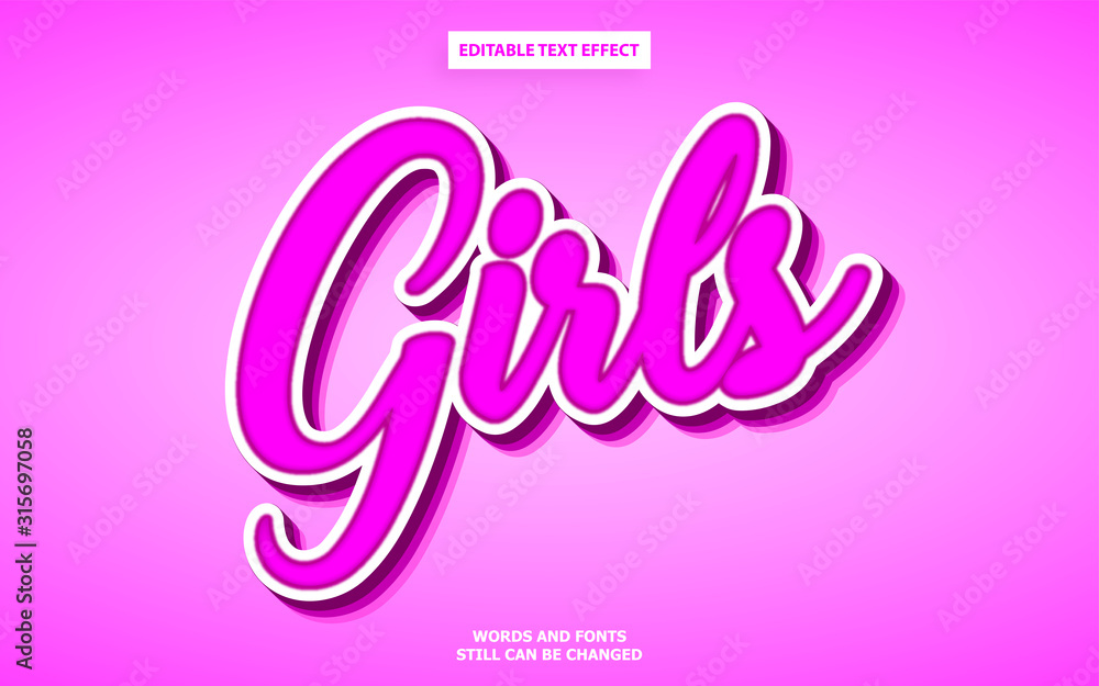 Girls editable text effect Girls editable text effect