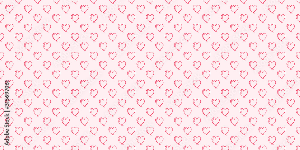 Hand drawn background with abstract hearts. Seamless wallpaper on surface. Print for your design