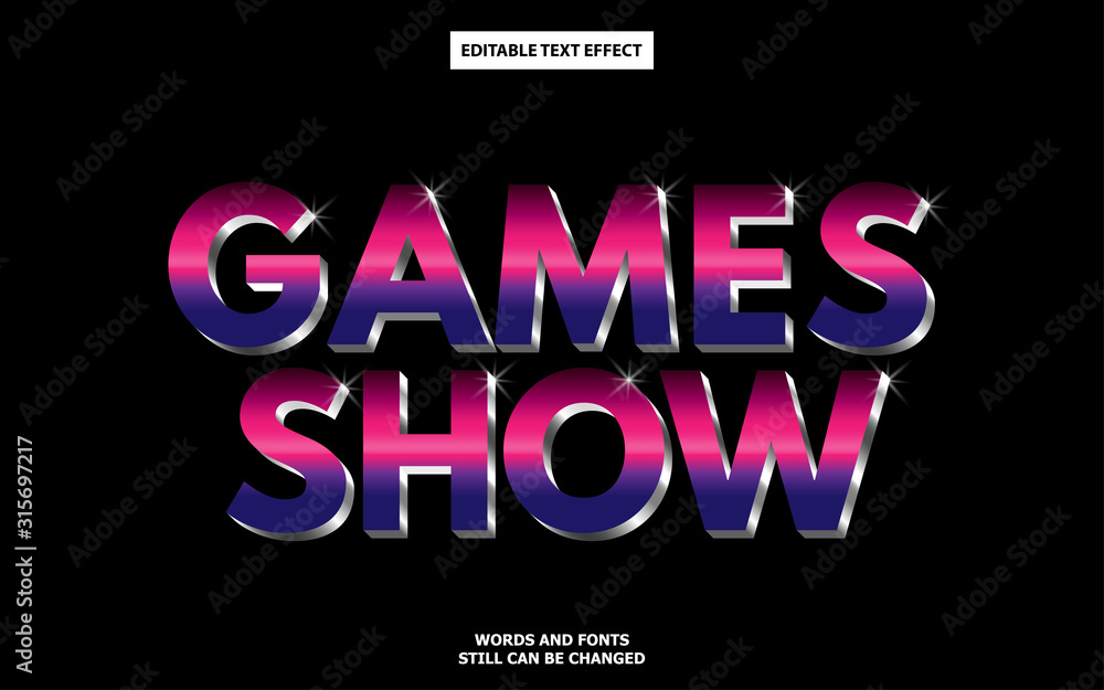 Games show editable text effect