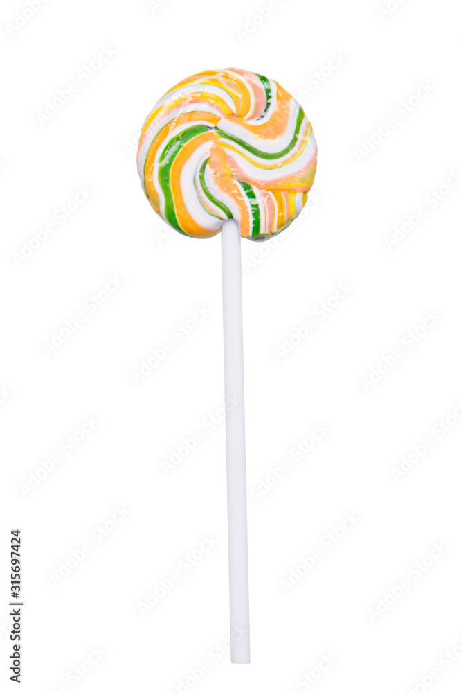 lollipop, with a colorful pattern, on a white background, close-up lollipop, with a colorful pattern, on a white background, close-up