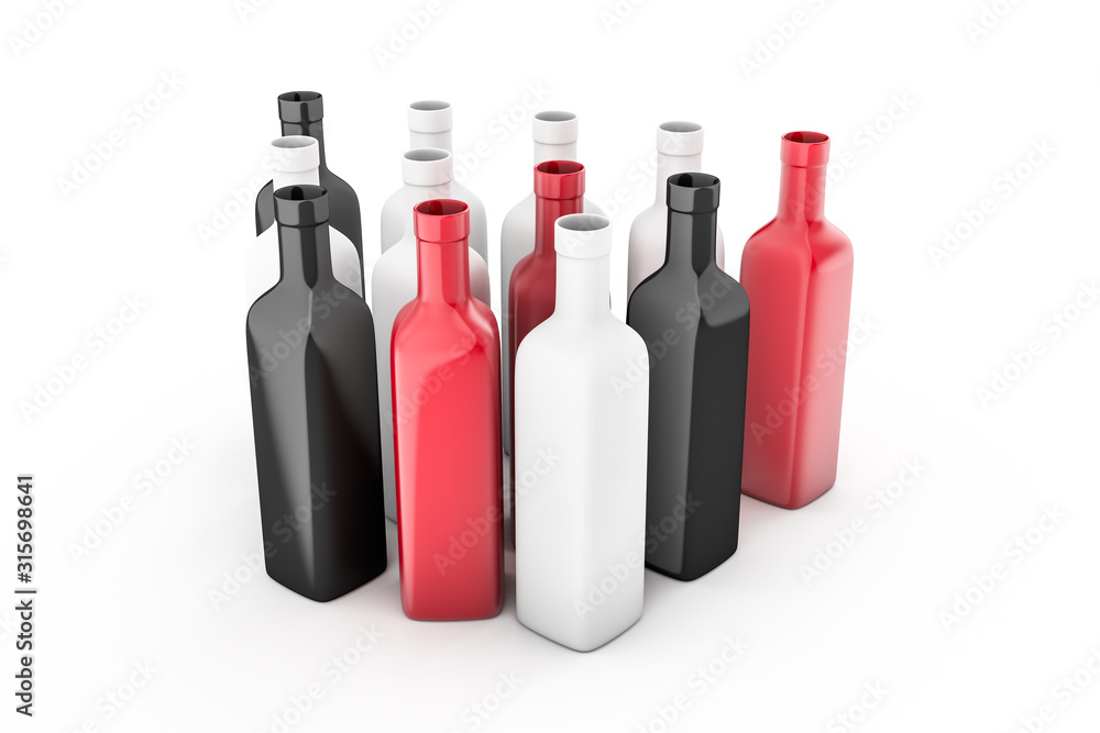 3D Illustration of Realistic Bottle on White 3D Illustration of Realistic Bottle on White