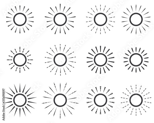 suns icon collection on white background, sun symbol. vector Illustration