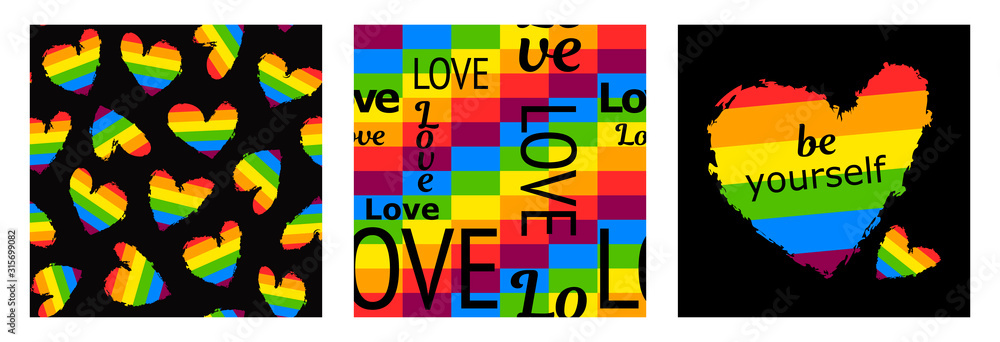 set of three lgbt templates. LGBT Pride Month in June 2020. set of three lgbt templates. LGBT Pride Month in June 2020.