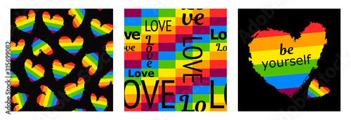 set of three lgbt templates. LGBT Pride Month in June 2020.
