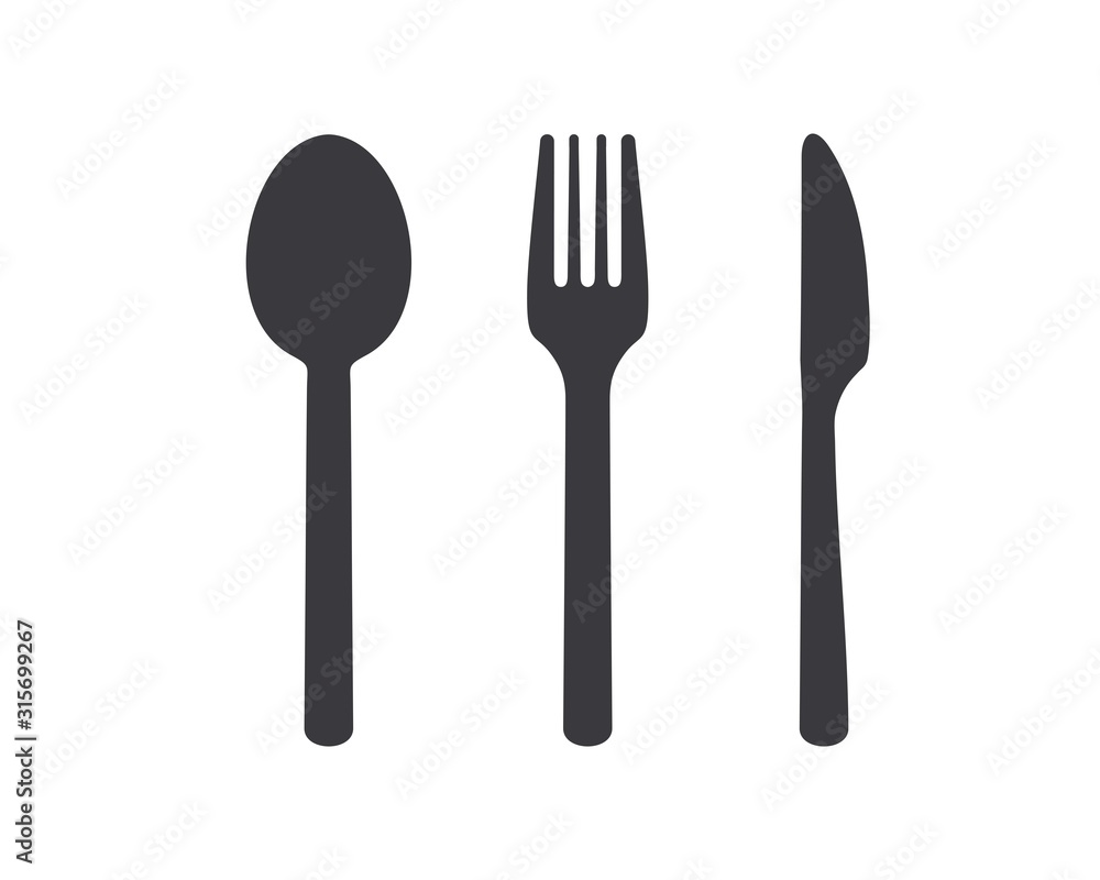 knife, fork and spoon icon on white background. Vector illustration knife, fork and spoon icon on white background. Vector illustration