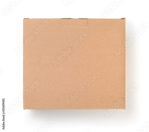 Top view of cardboard blank brown box
