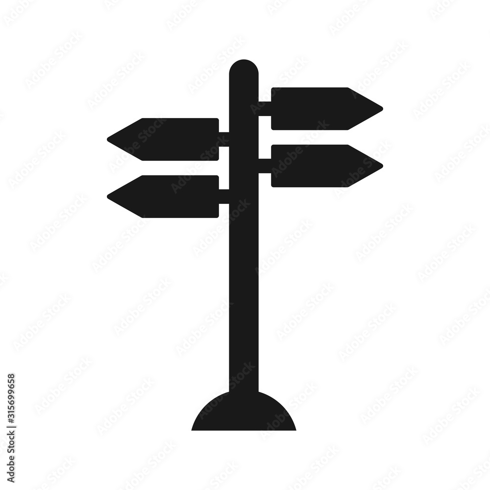 signpost icon in flat style on white. vector Illustration signpost icon in flat style on white. vector Illustration