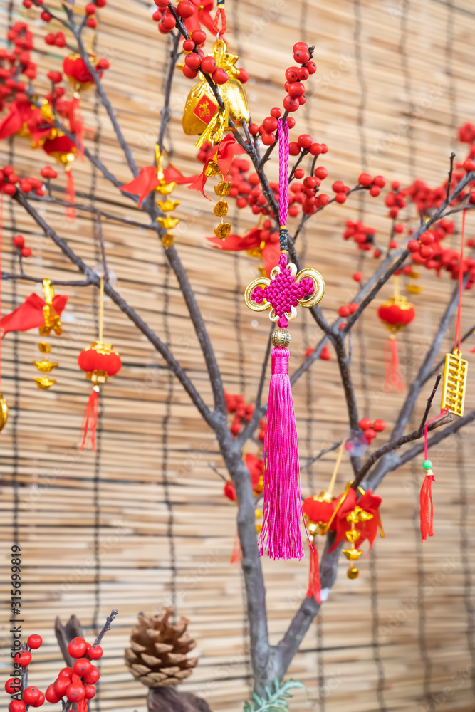 Lucky knot for Chinese new year greeting,Chinese character means good blessing for new year Lucky knot for Chinese new year greeting,Chinese character means good blessing for new year