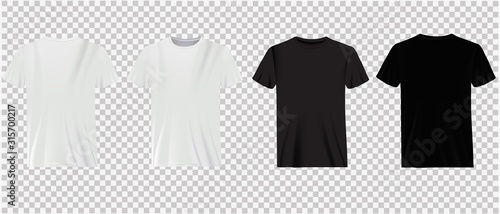 Valokuva Set of white and black t-shirts on a transparent background