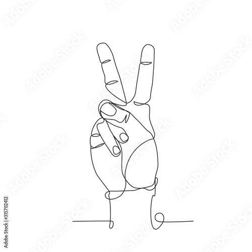Symbol of peace one line drawing on white isolated background
