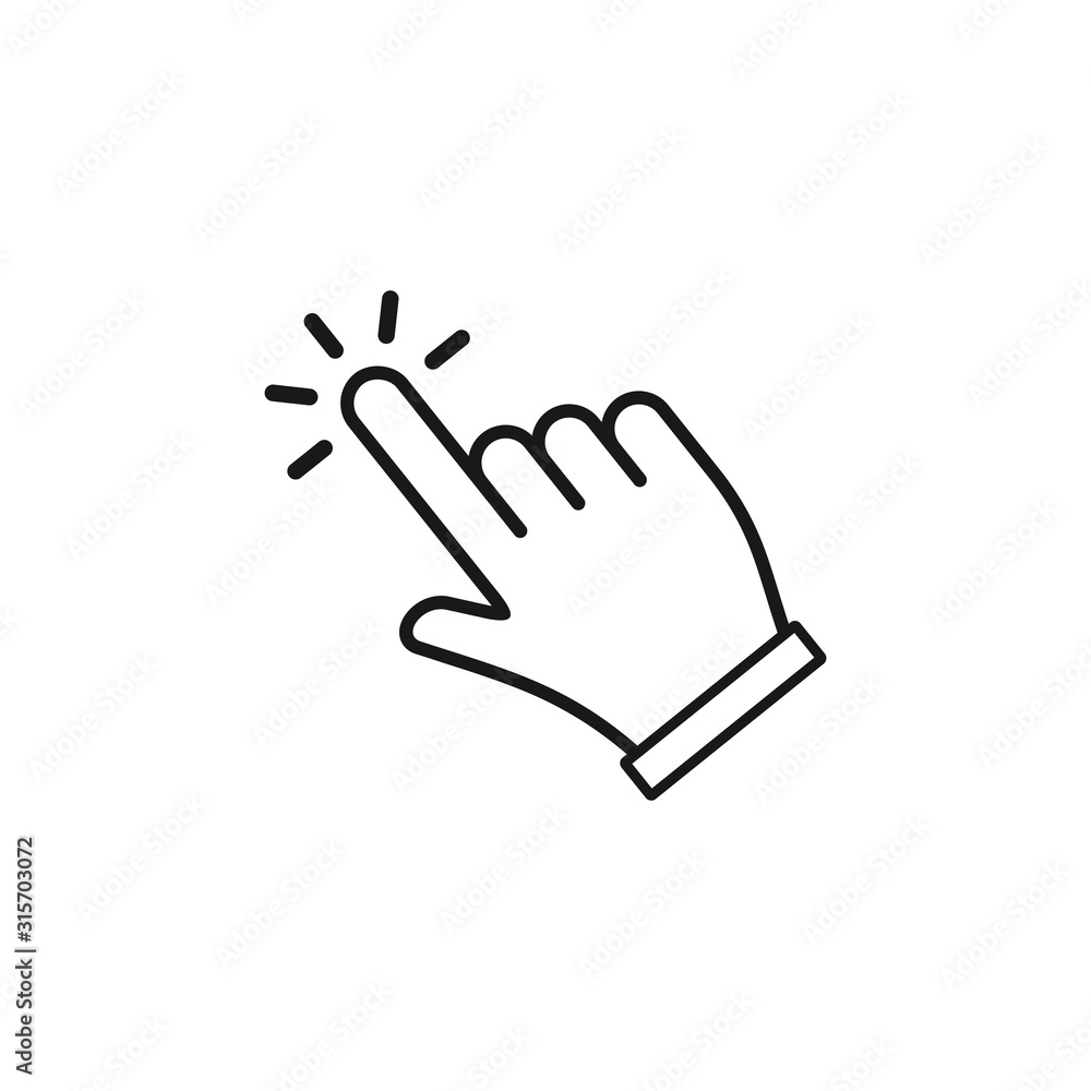 Touch vector icon. Hand Cursor symbol. black Illustration isolated for graphic and web design Touch vector icon. Hand Cursor symbol. black Illustration isolated for graphic and web design
