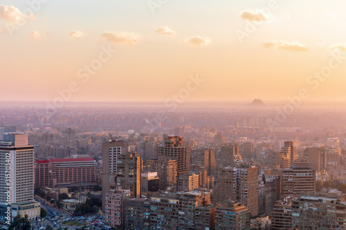 Cairo skyline in the sunset rays  Egypt