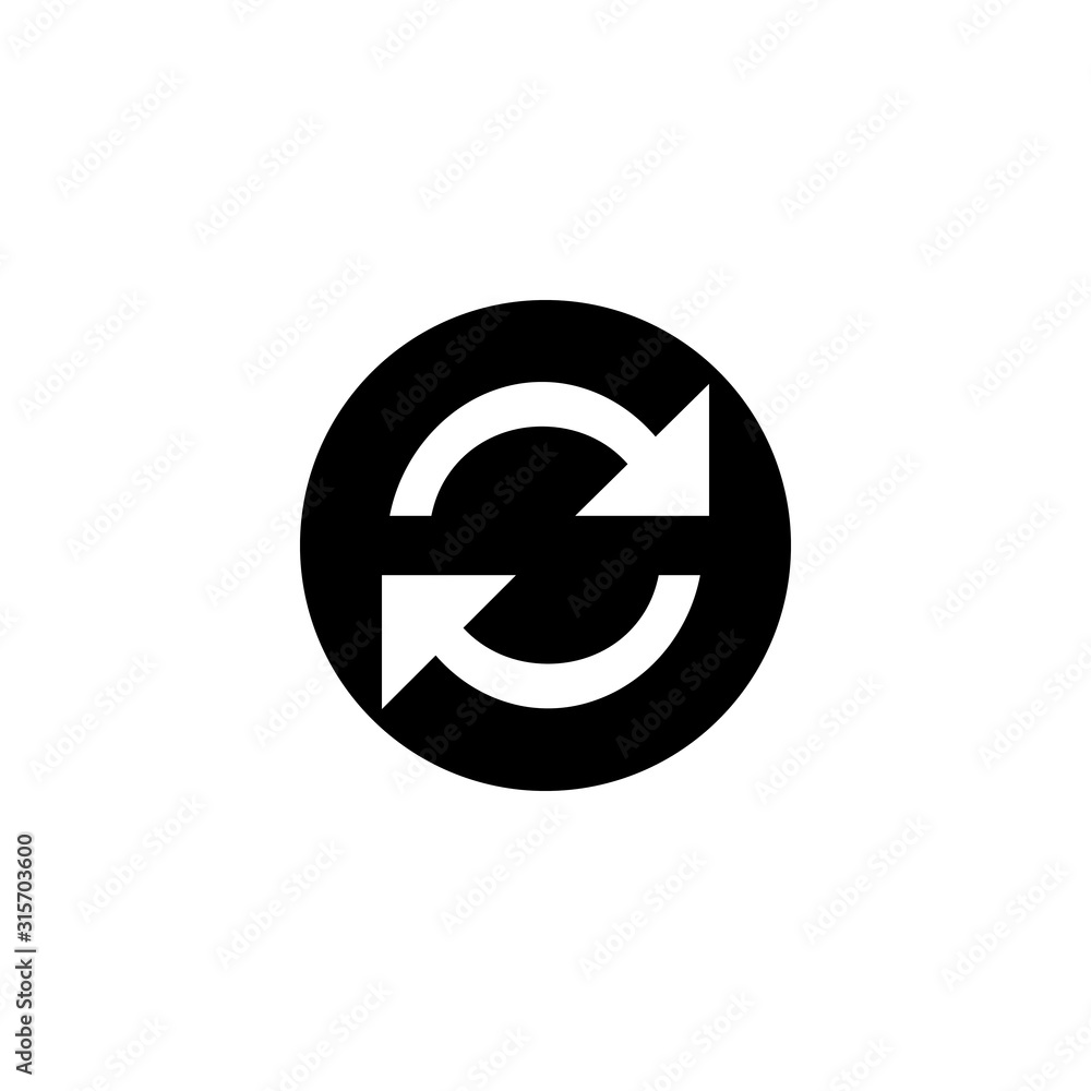Reset or reload icon. Vector symbol isolated on white background. Reset or reload icon. Vector symbol isolated on white background.