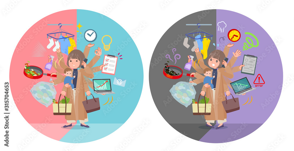 Naklejka premium flat type big size coat women_mulch task switch