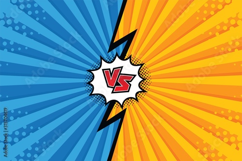 Versus. vs. fight backgrounds in flat comics style design with halftone, Vector illustration.