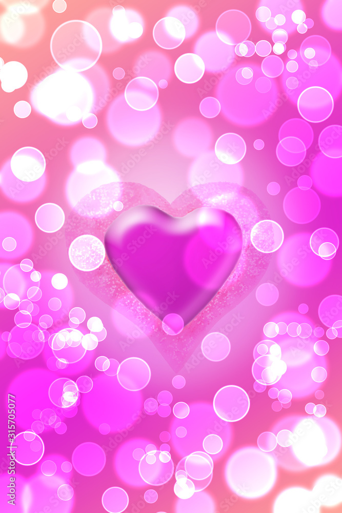 Bright Pink Heart On Pink Background.
